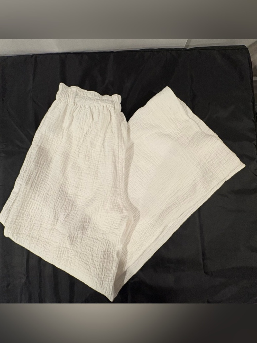 Aerie Gauze Wide Leg Pants XS Short White Cream Crinkle Cotton Clean Girl Resort